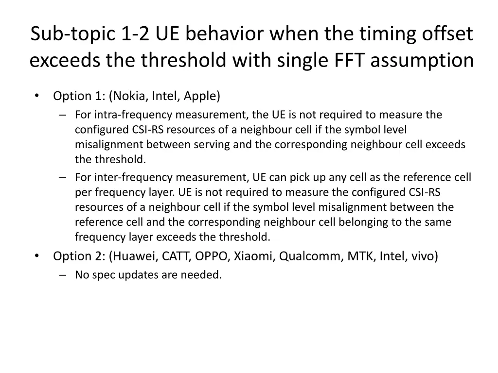 sub topic 1 2 ue behavior when the timing offset