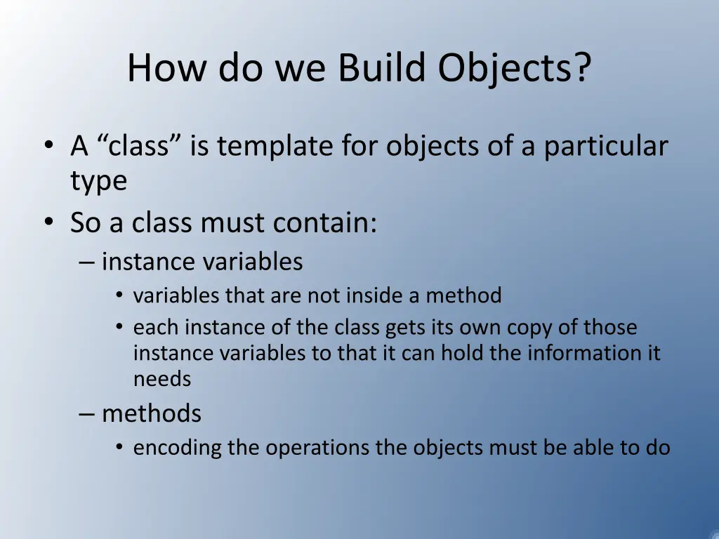 how do we build objects