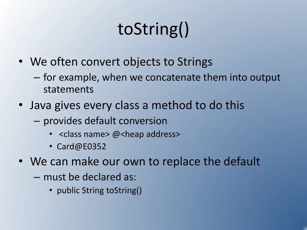 tostring