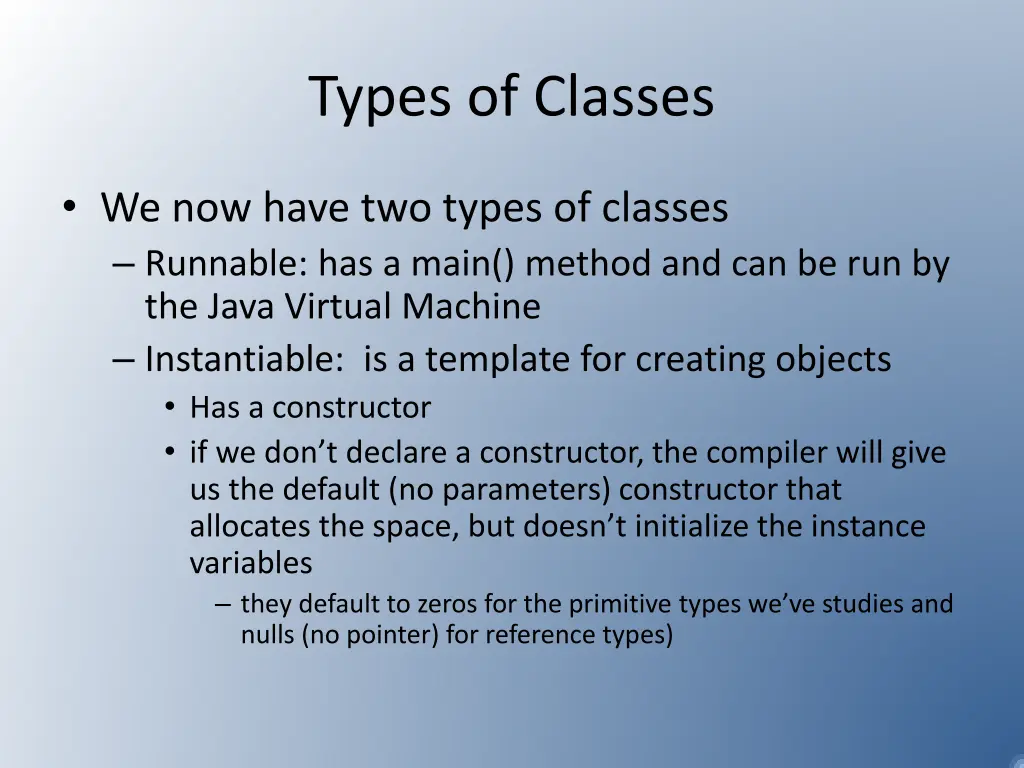 types of classes