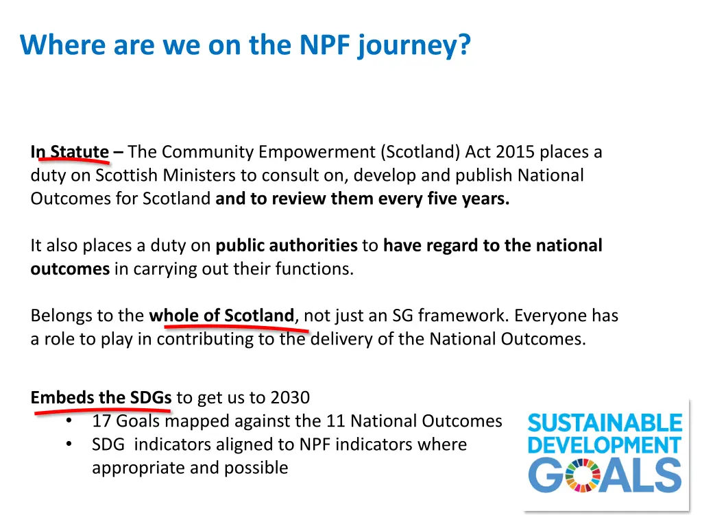 where are we on the npf journey