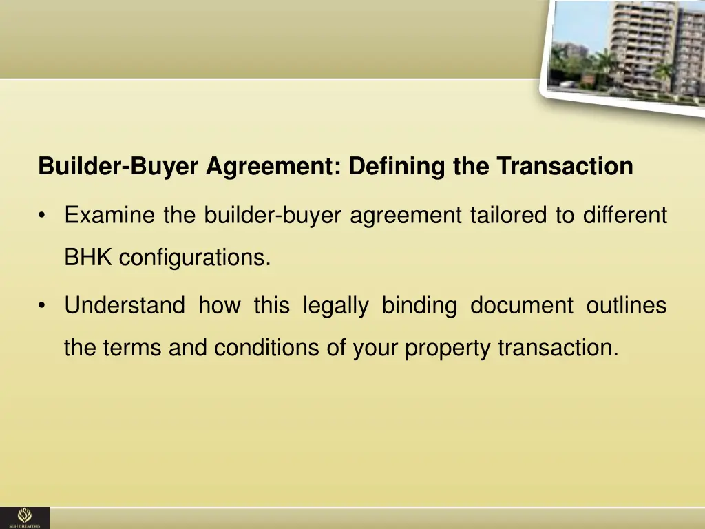 builder buyer agreement defining the transaction