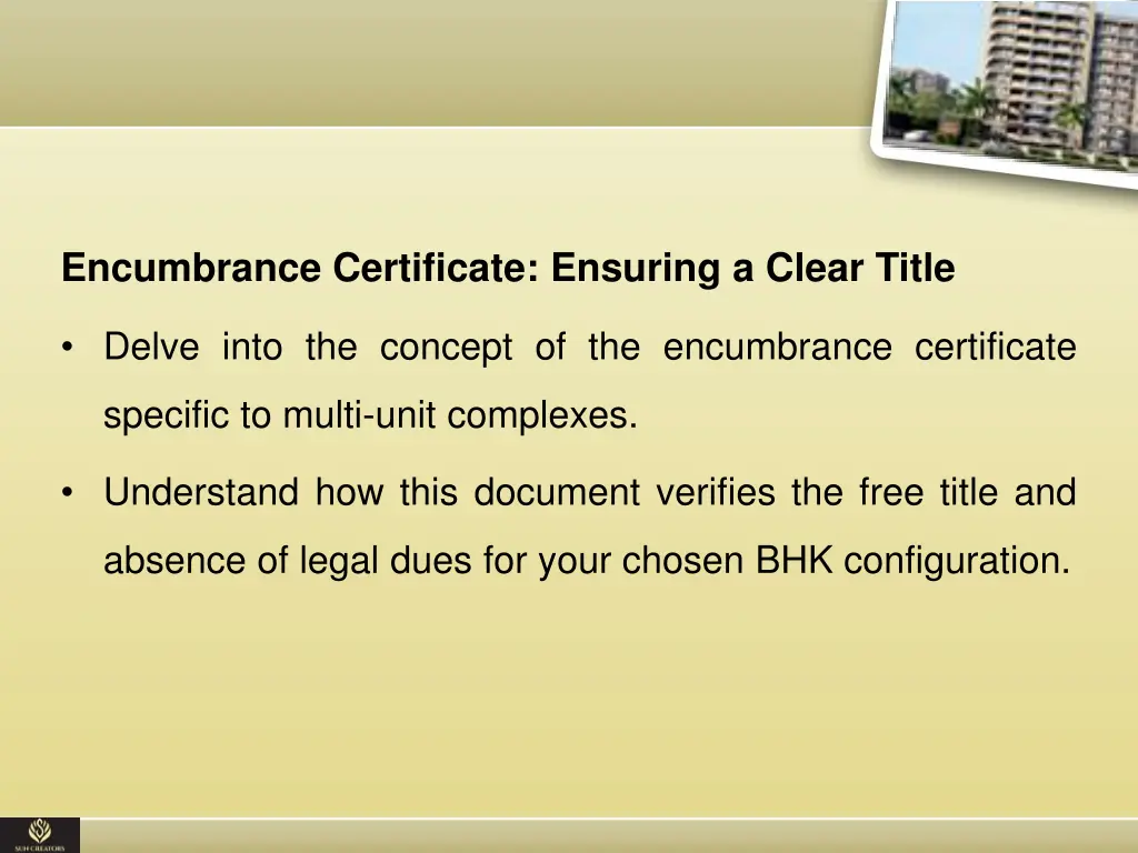 encumbrance certificate ensuring a clear title