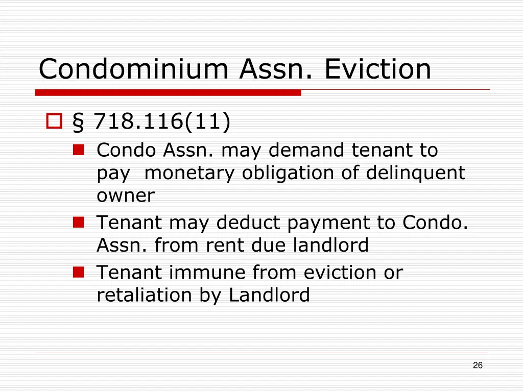 condominium assn eviction