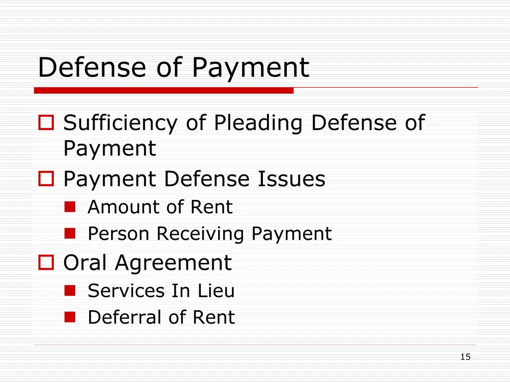 defense of payment