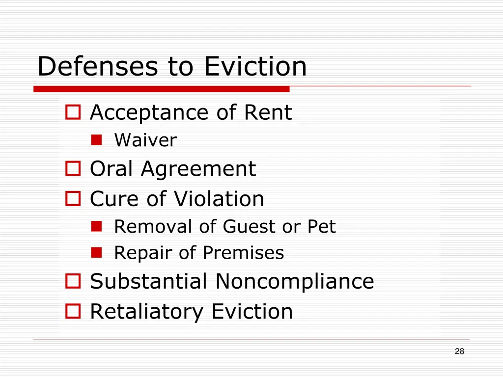 defenses to eviction