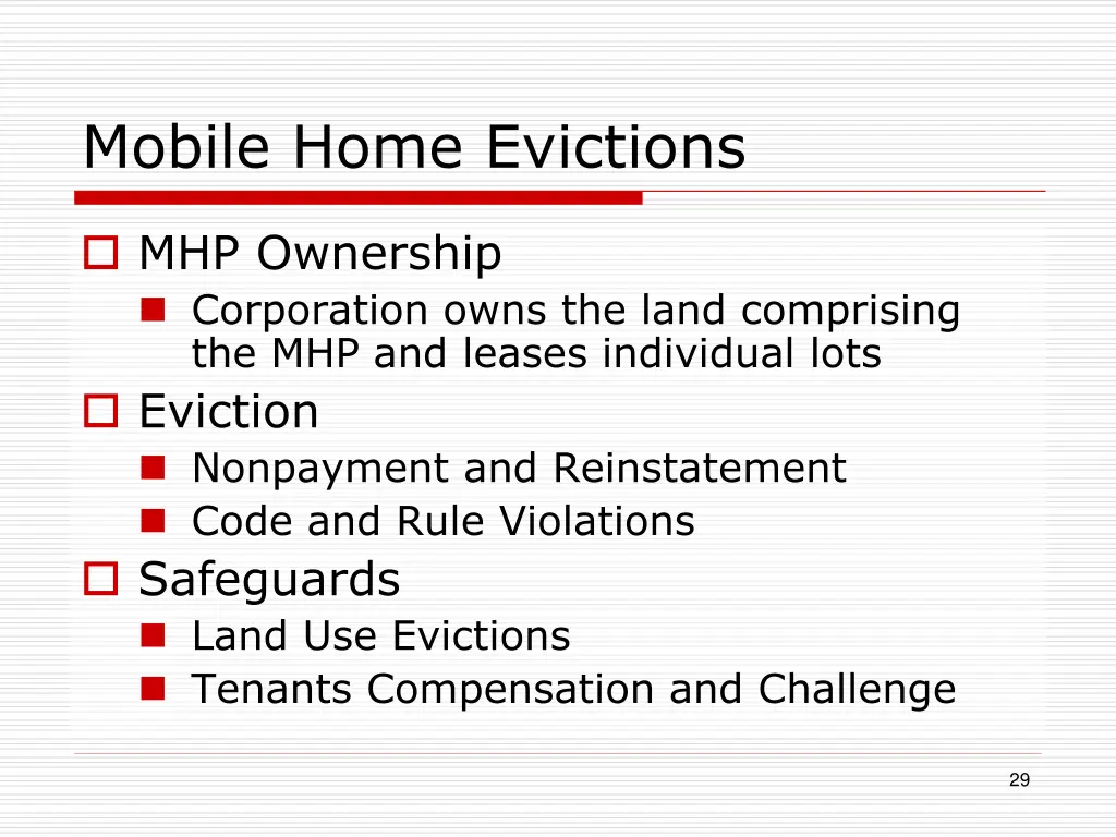 mobile home evictions