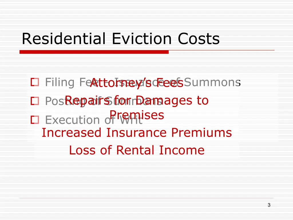 residential eviction costs