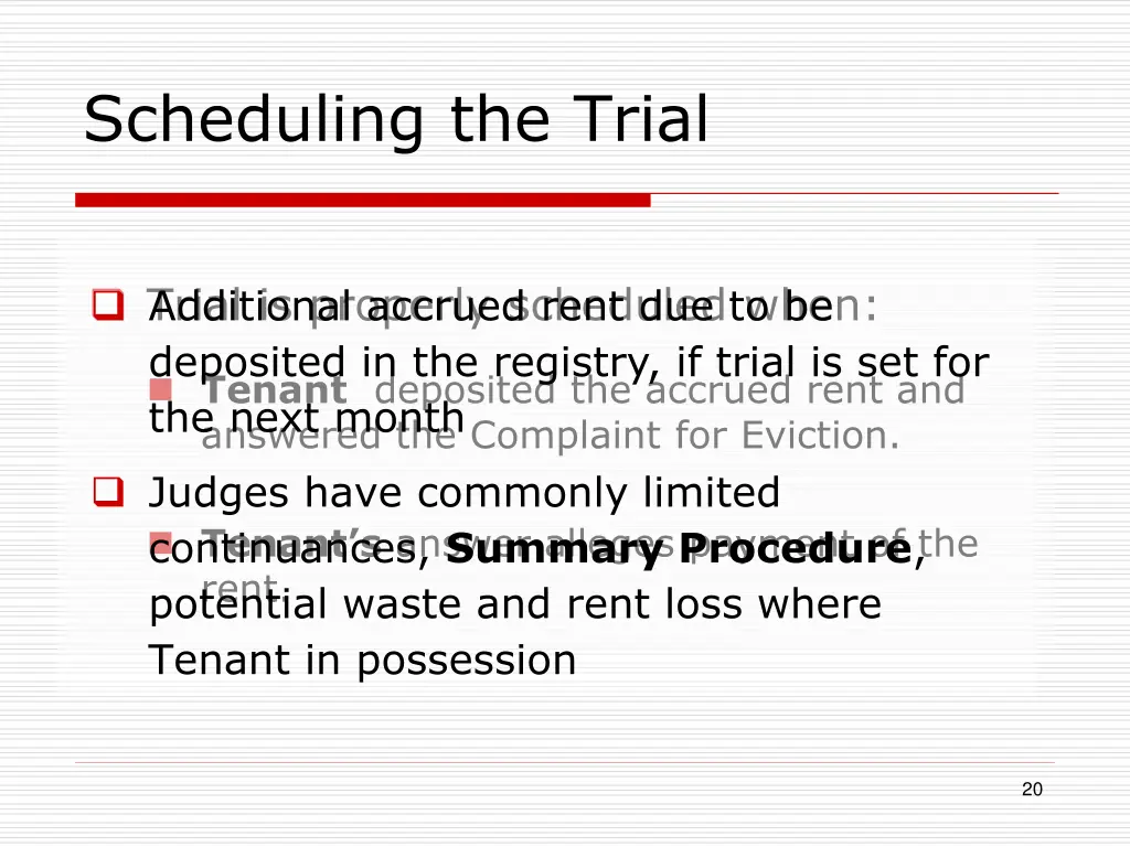 scheduling the trial