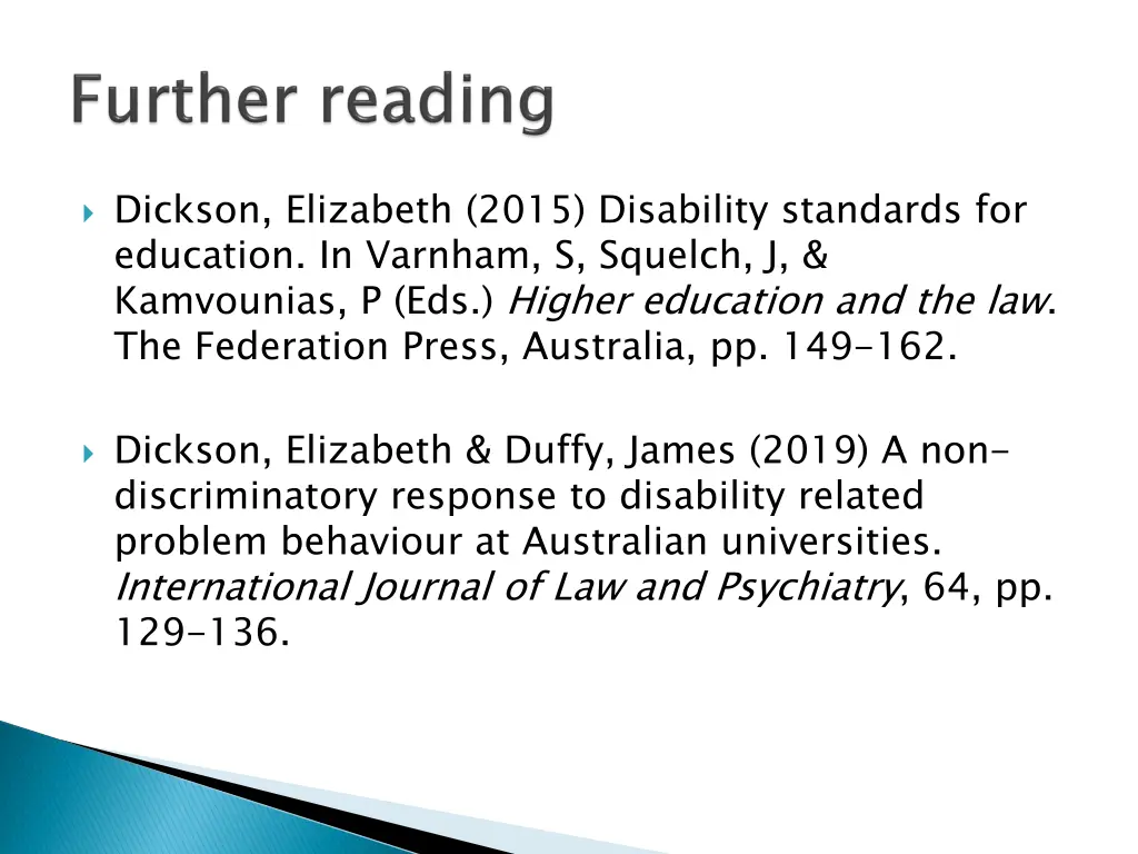 dickson elizabeth 2015 disability standards