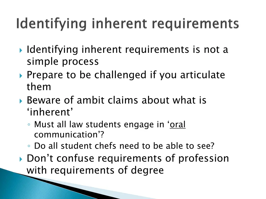 identifying inherent requirements is not a simple