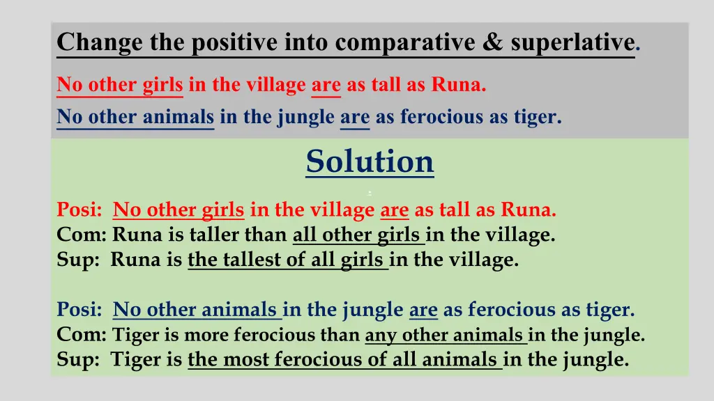 change the positive into comparative superlative 1