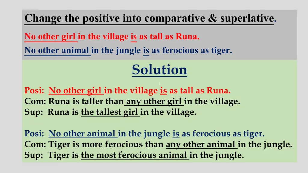 change the positive into comparative superlative