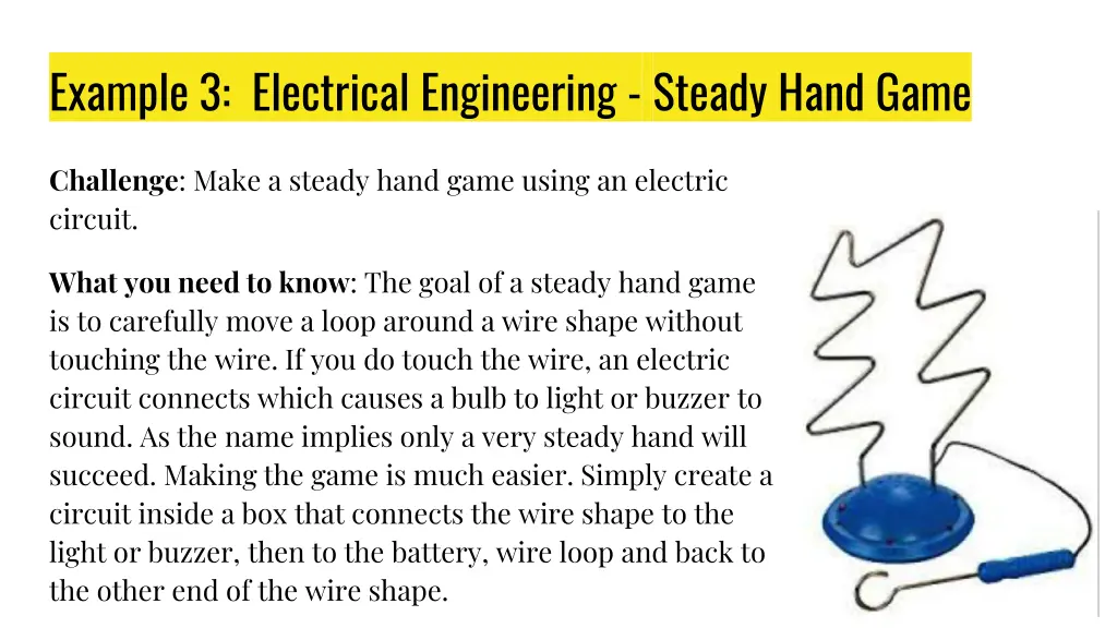 example 3 electrical engineering steady hand game