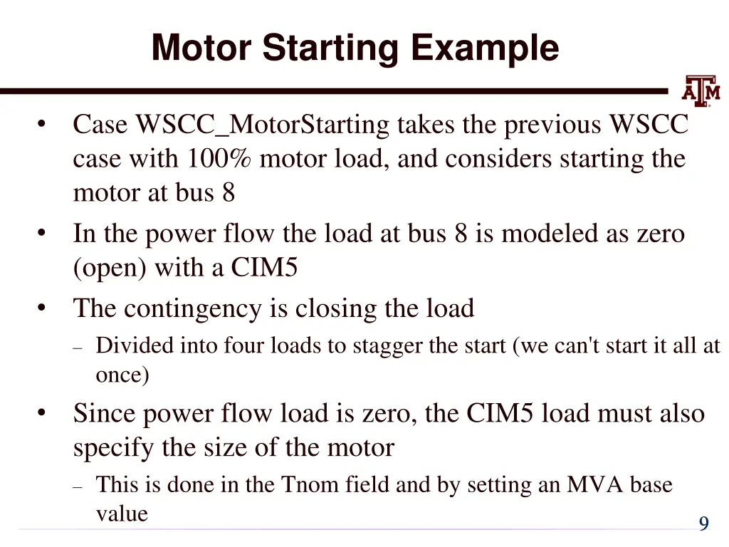 motor starting example