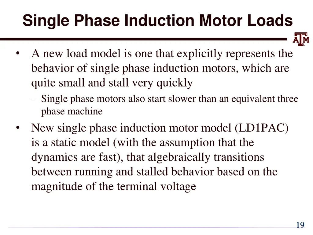 single phase induction motor loads