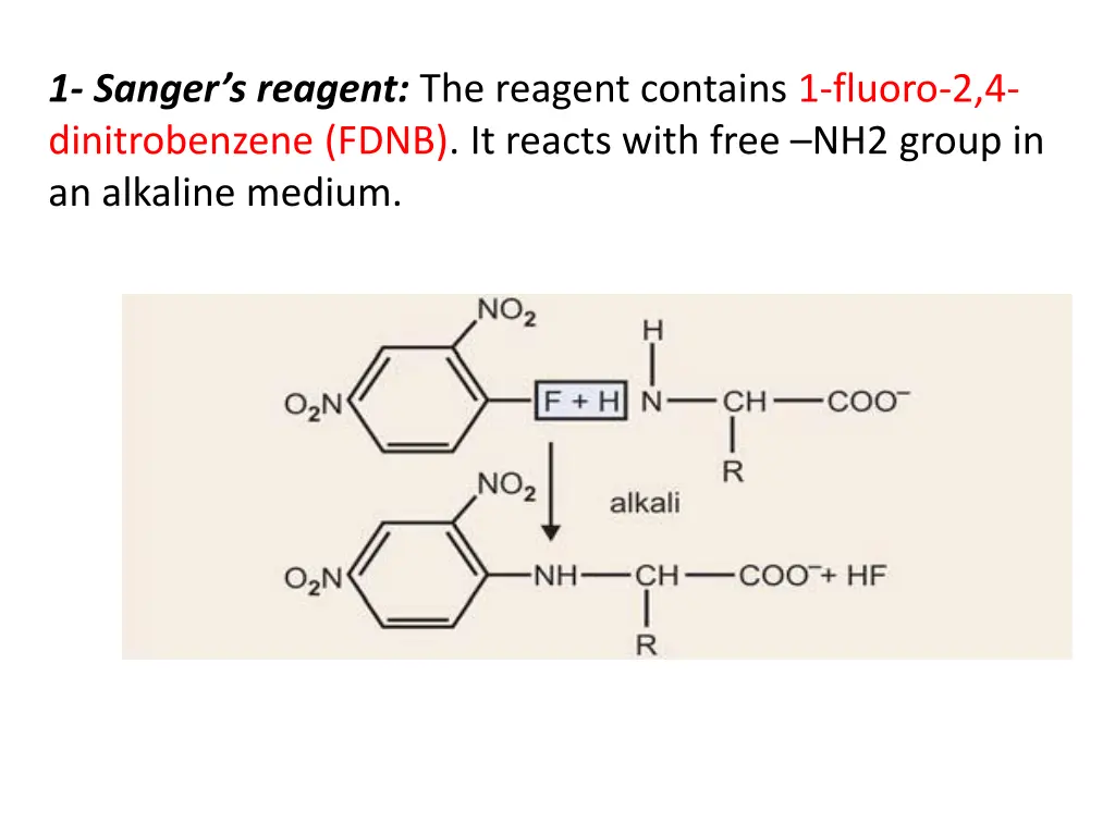 1 sanger s reagent the reagent contains 1 fluoro