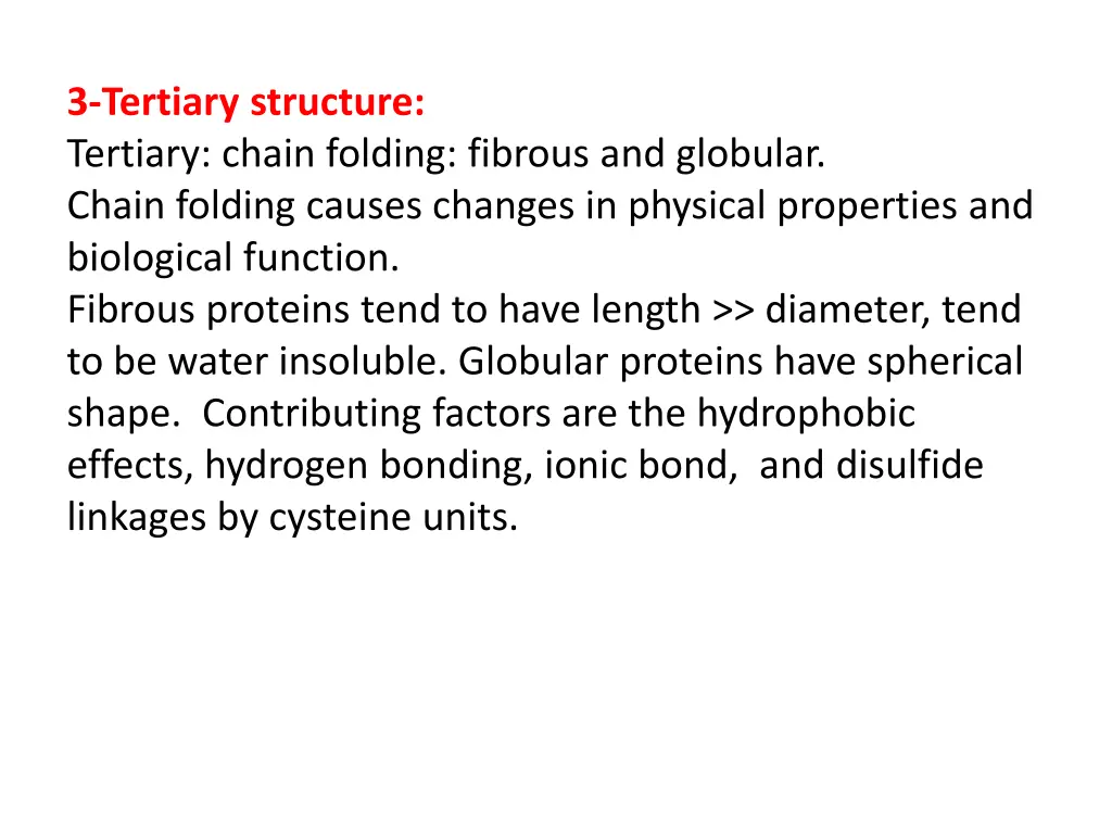 3 tertiary structure tertiary chain folding