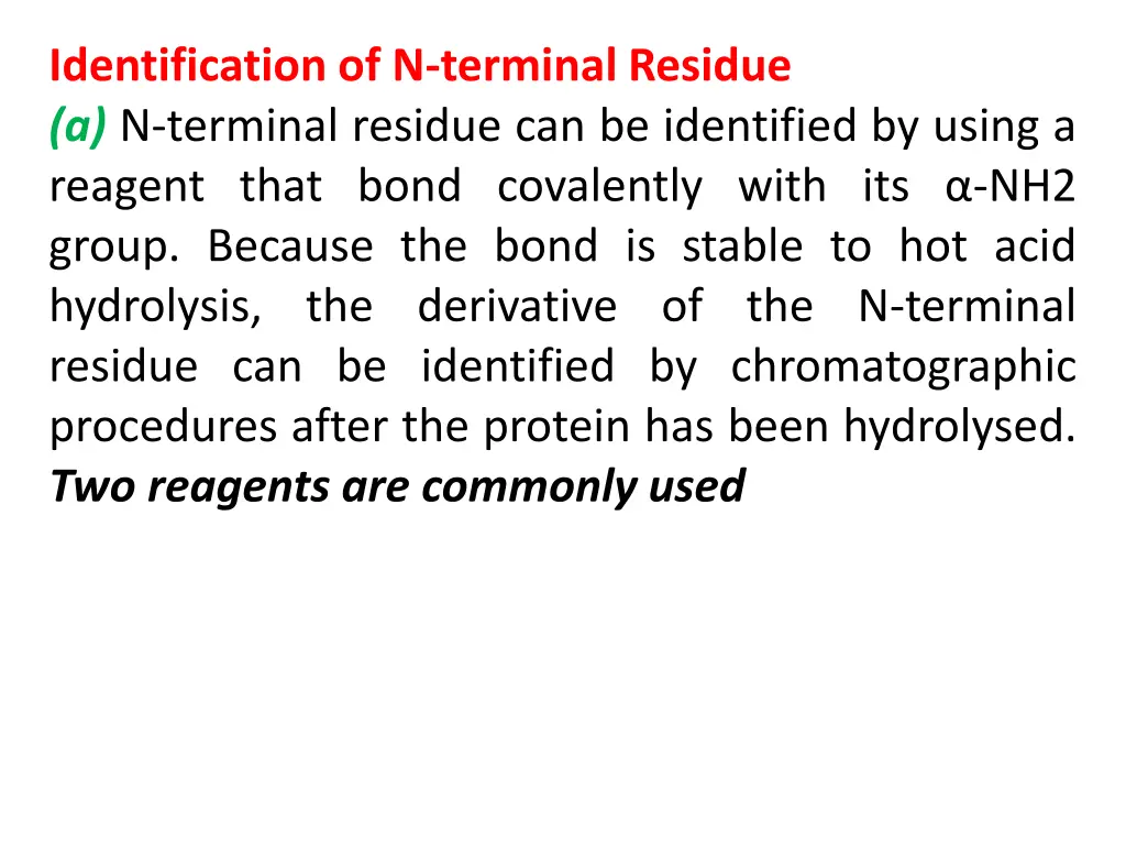 identification of n terminal residue a n terminal