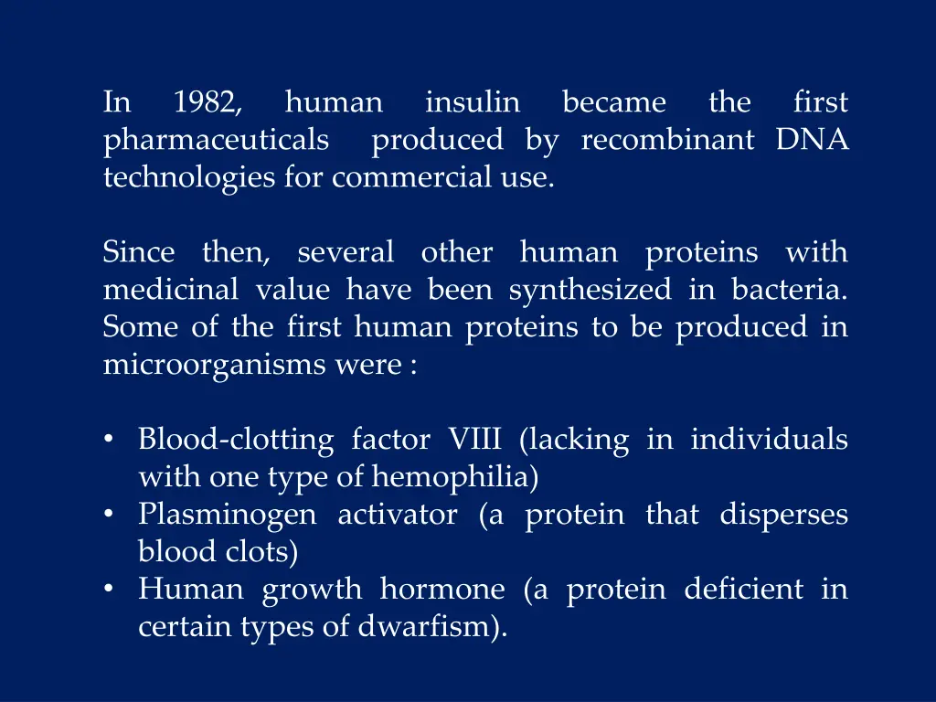 in pharmaceuticals produced by recombinant