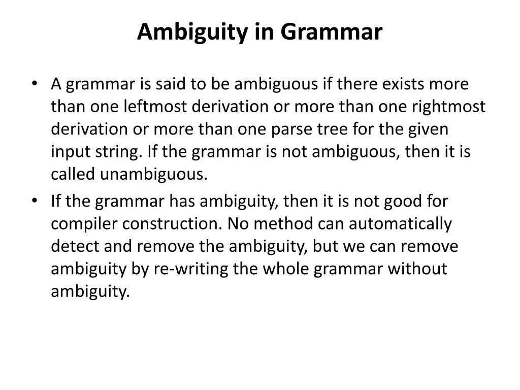 ambiguity in grammar