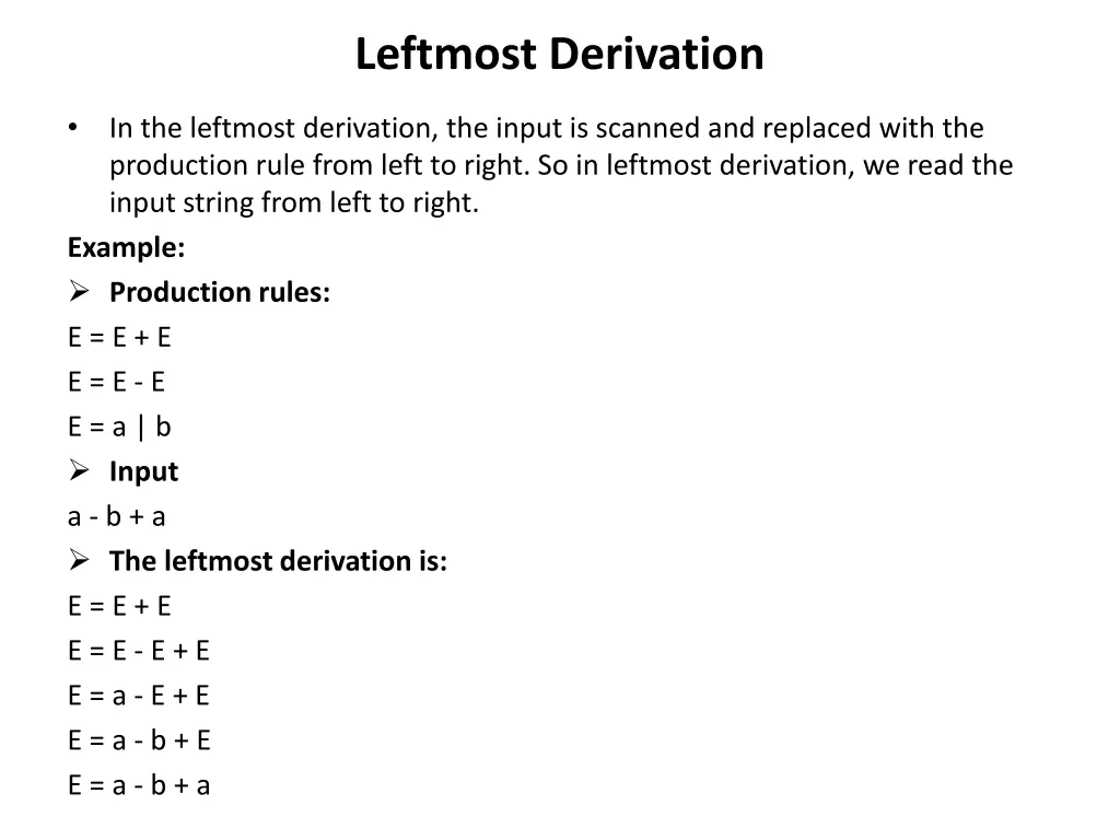 leftmost derivation