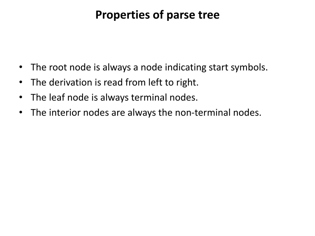 properties of parse tree