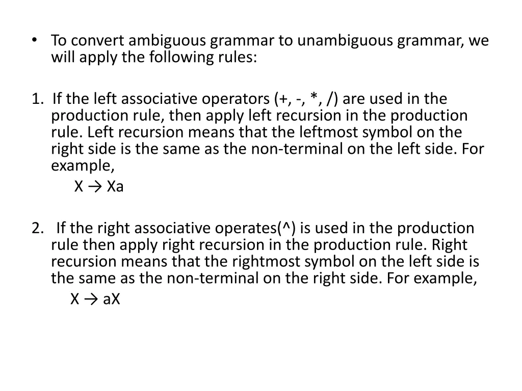 to convert ambiguous grammar to unambiguous