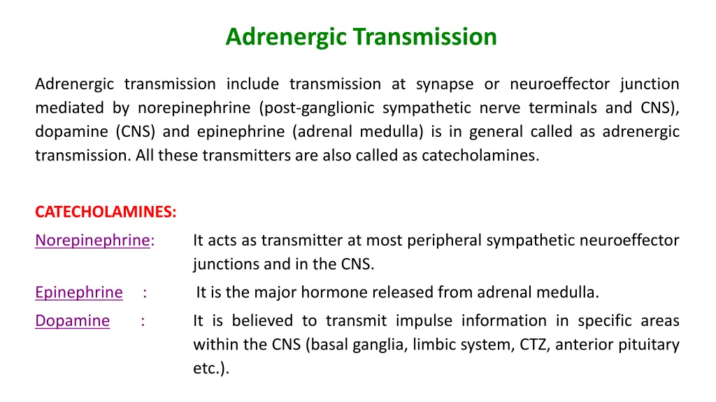 adrenergic transmission