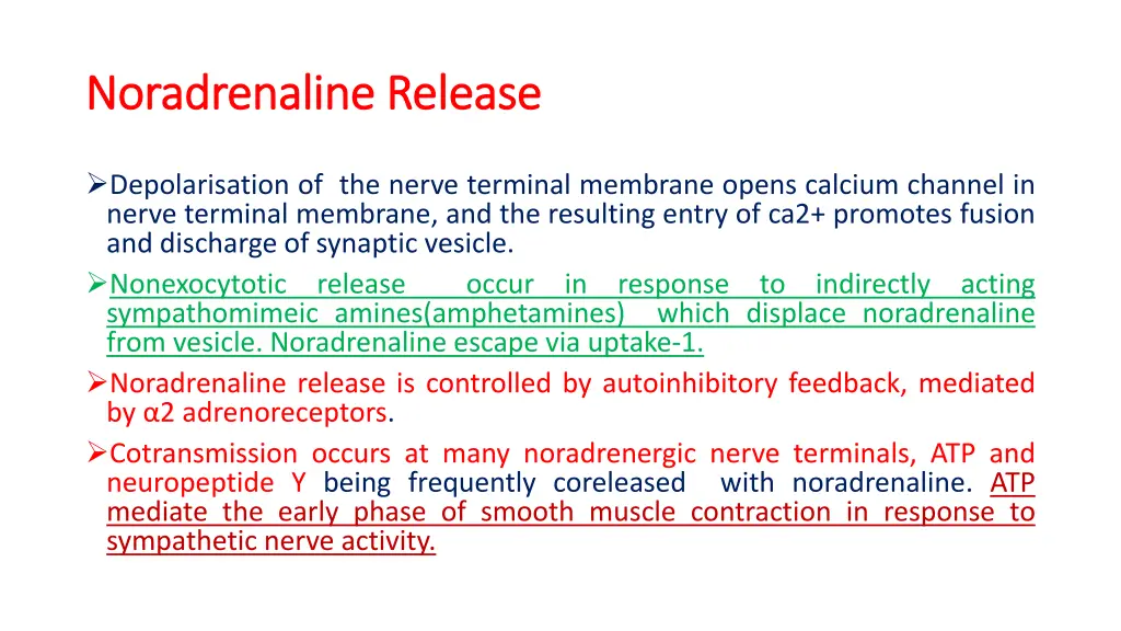 noradrenaline release noradrenaline release