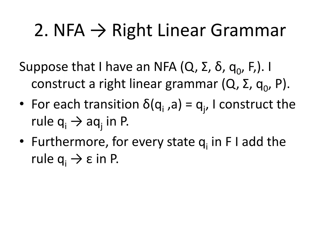 2 nfa right linear grammar