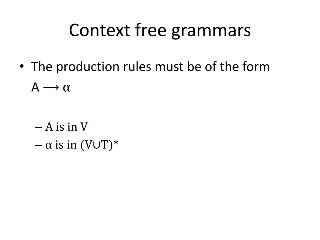 context free grammars