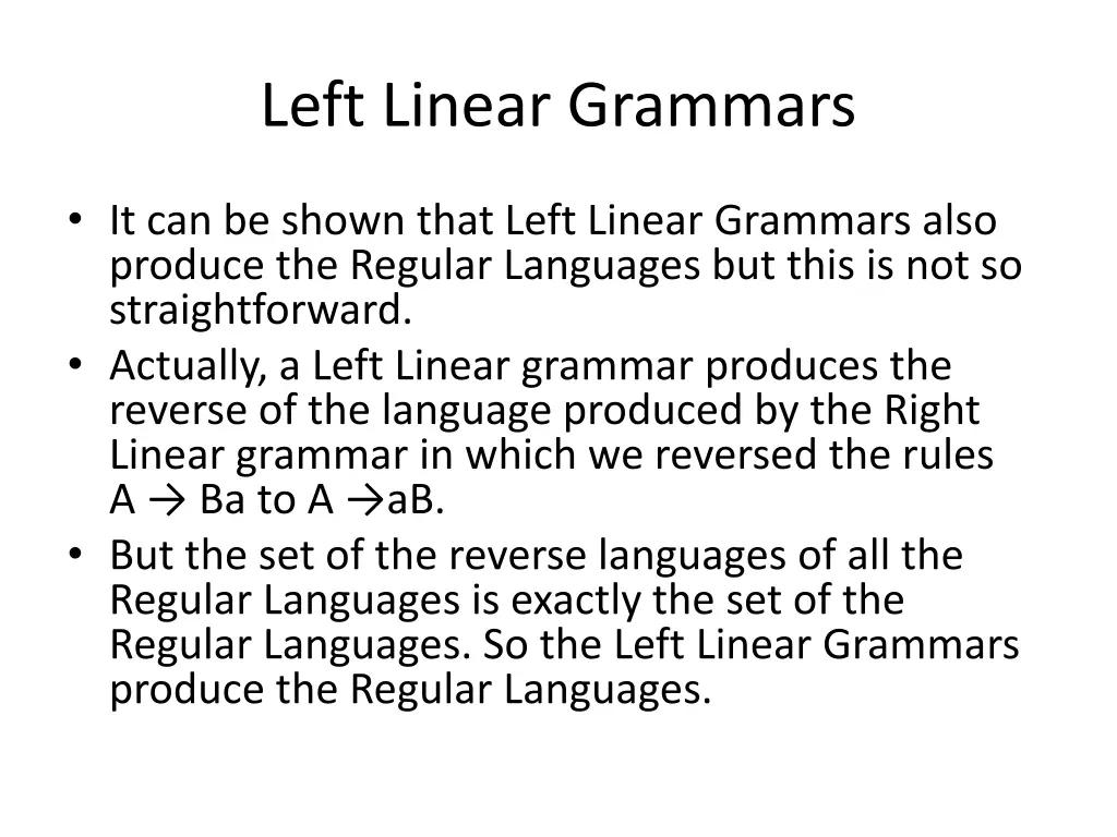 left linear grammars