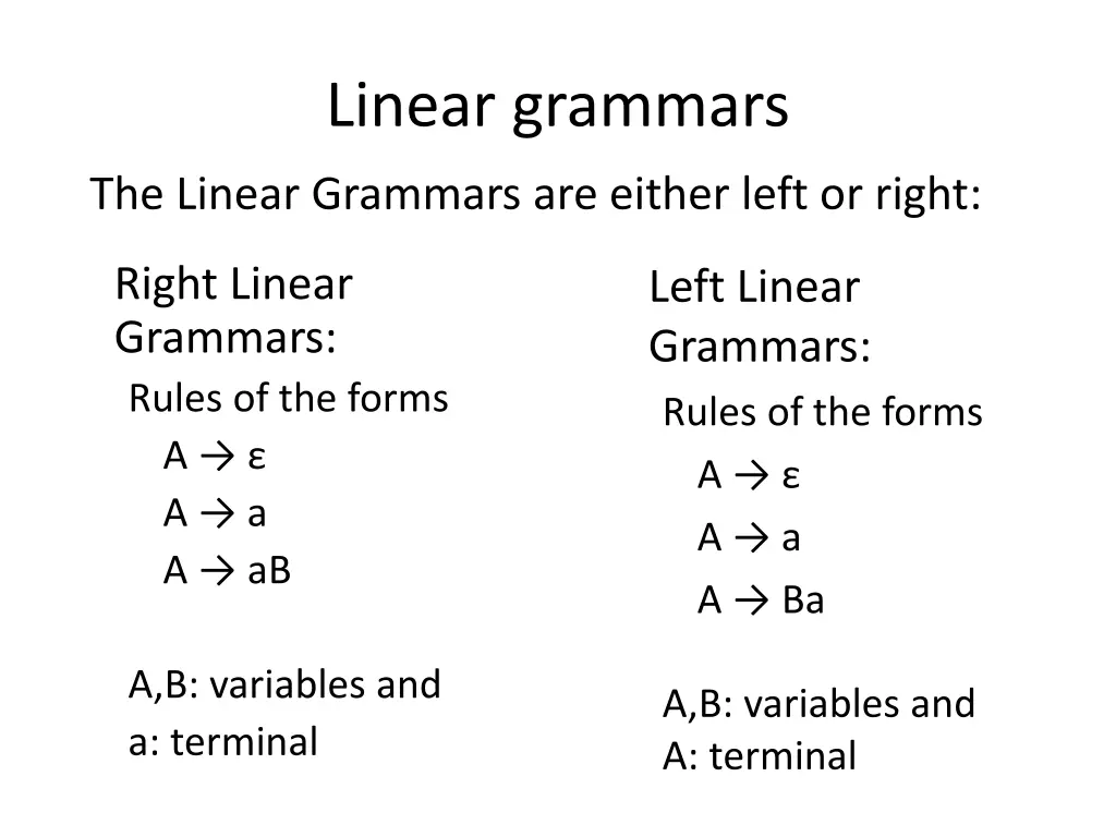 linear grammars