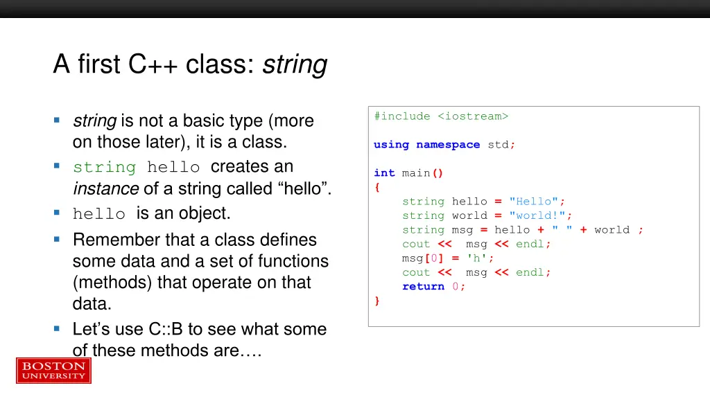 a first c class string