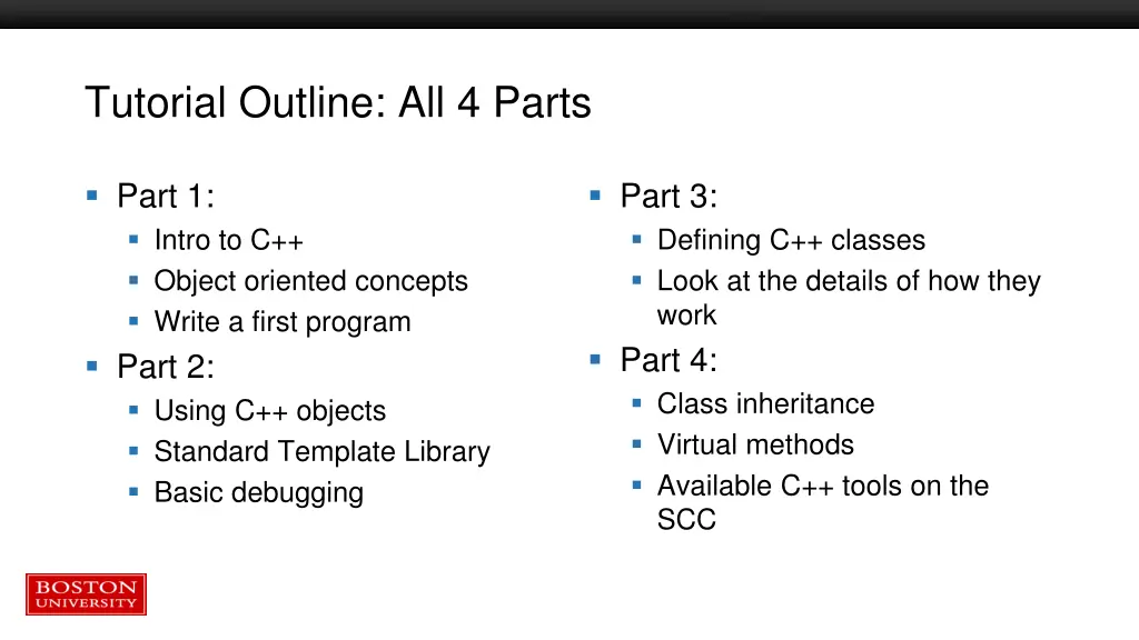 tutorial outline all 4 parts