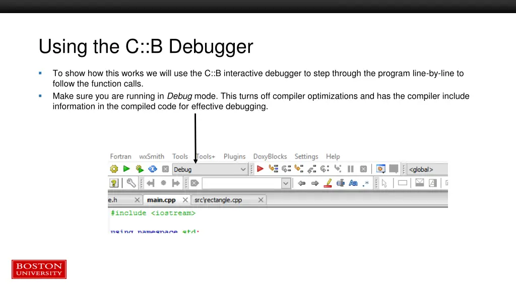 using the c b debugger