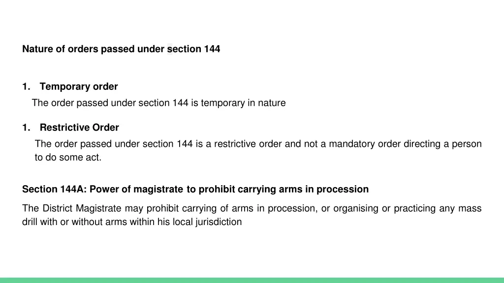 nature of orders passed under section 144