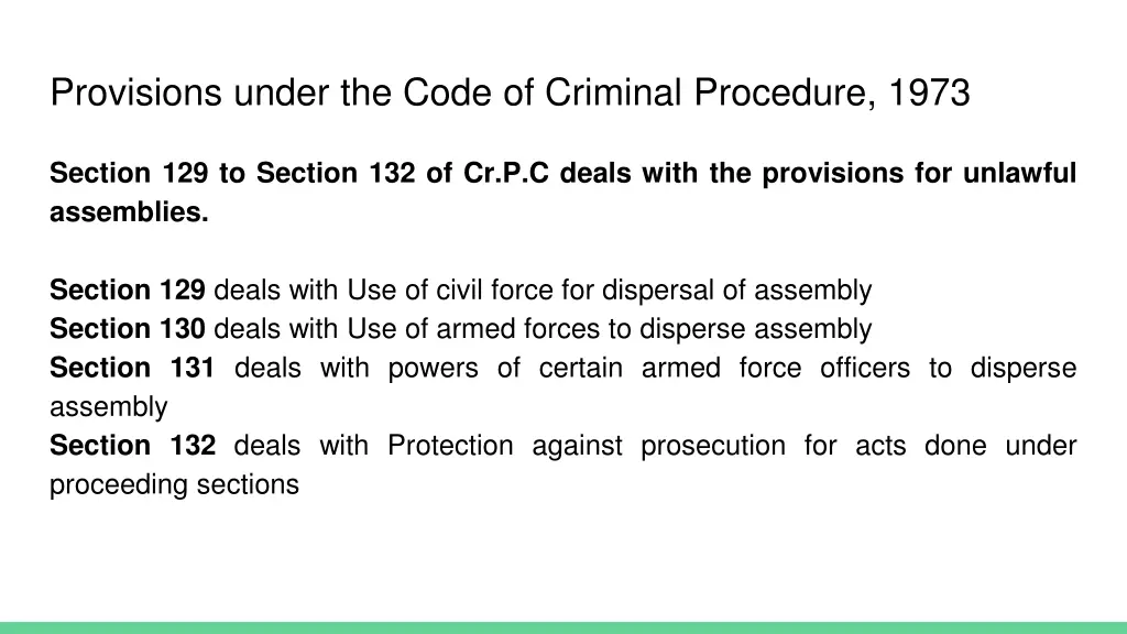 provisions under the code of criminal procedure