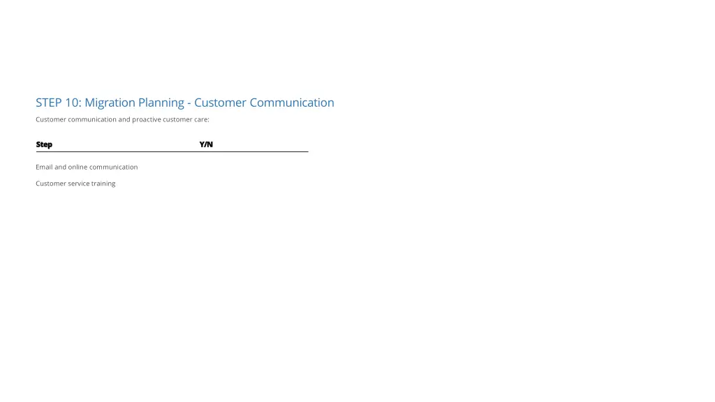 step 10 migration planning customer communication