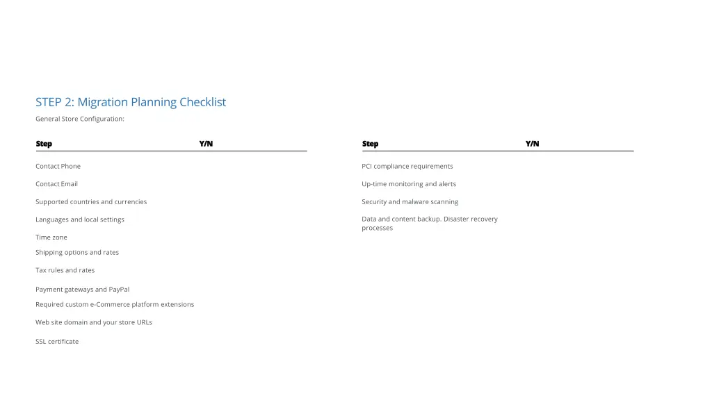 step 2 migration planning checklist