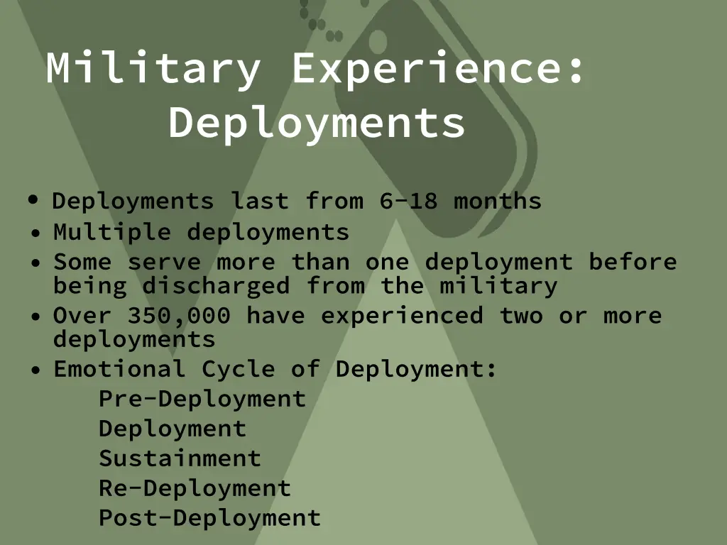 military experience deployments