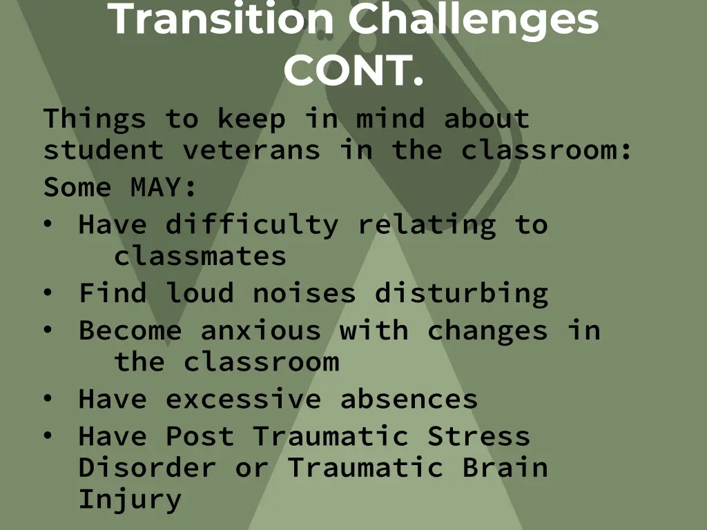 transition challenges cont things to keep in mind