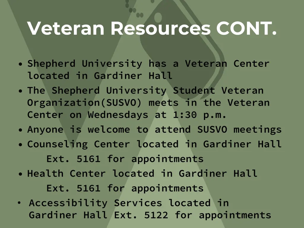 veteran resources cont