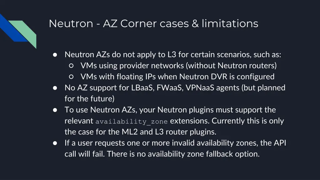 neutron az corner cases limitations