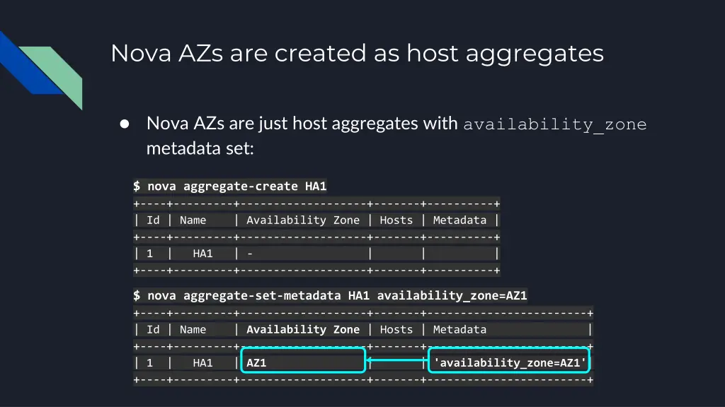 nova azs are created as host aggregates