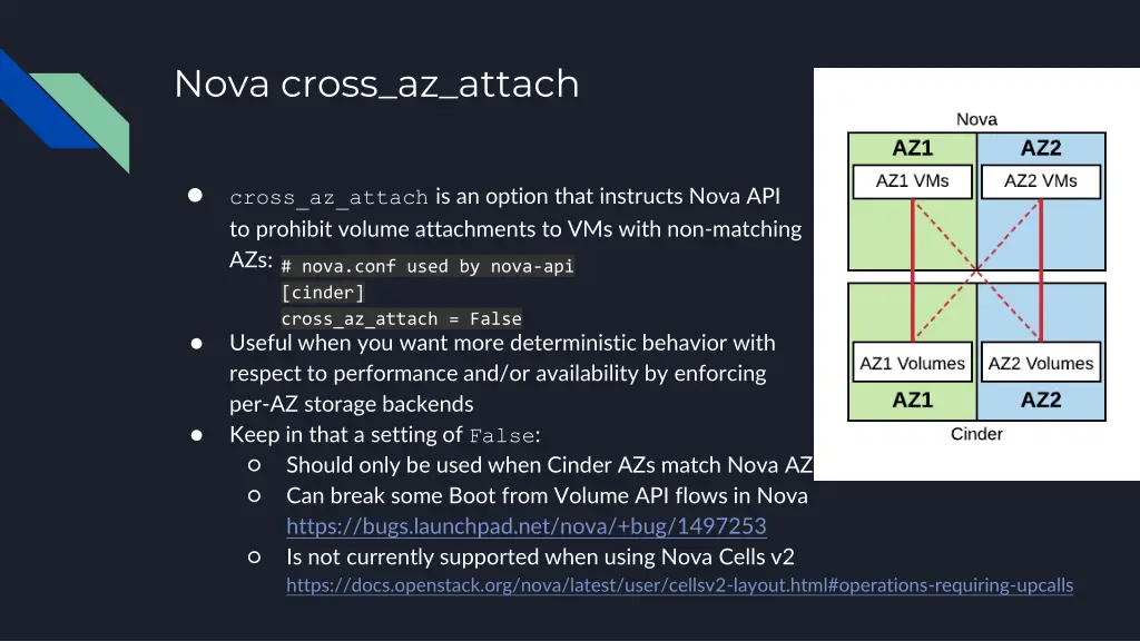 nova cross az attach