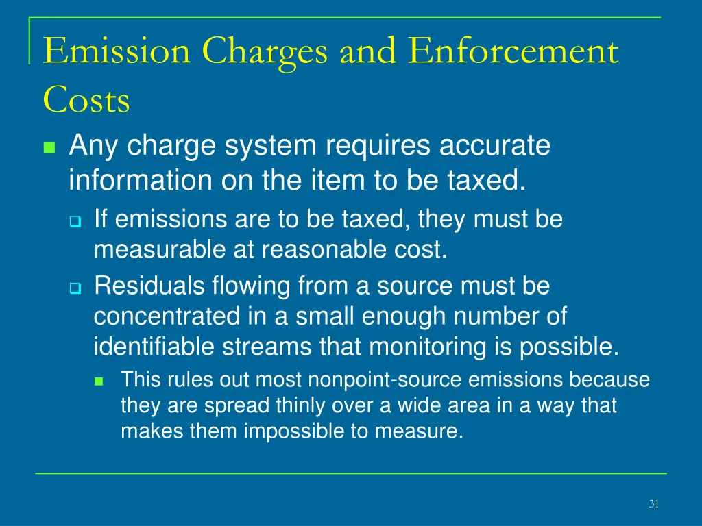 emission charges and enforcement costs any charge