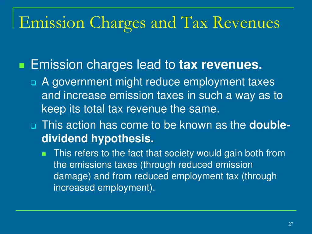 emission charges and tax revenues