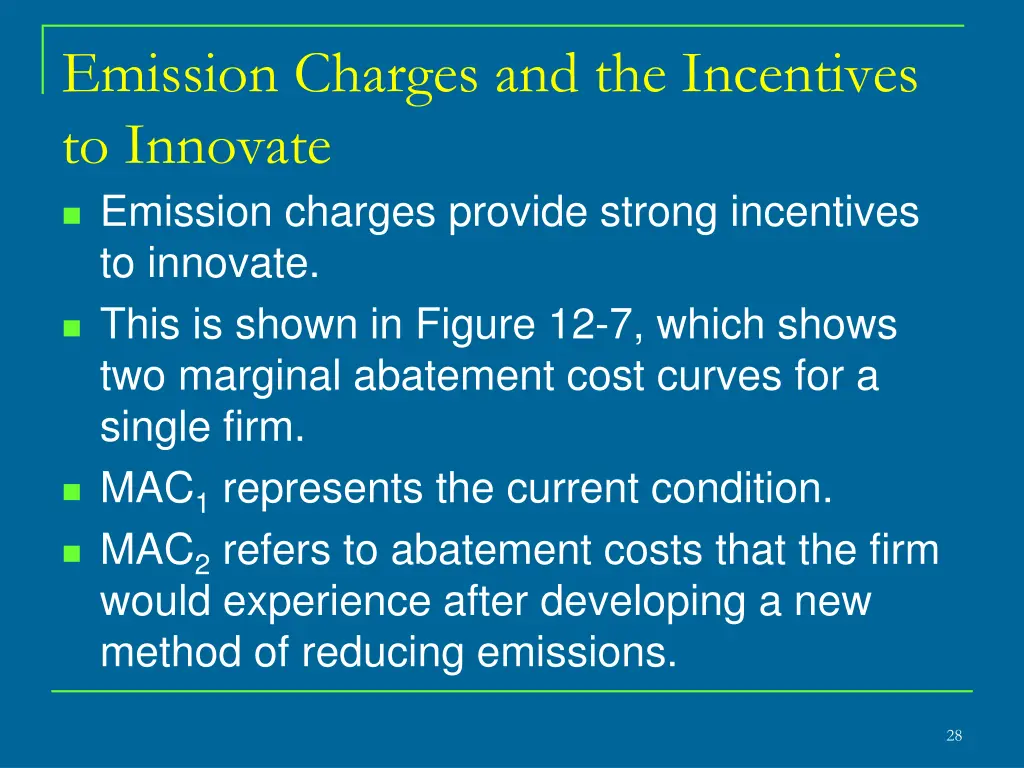 emission charges and the incentives to innovate